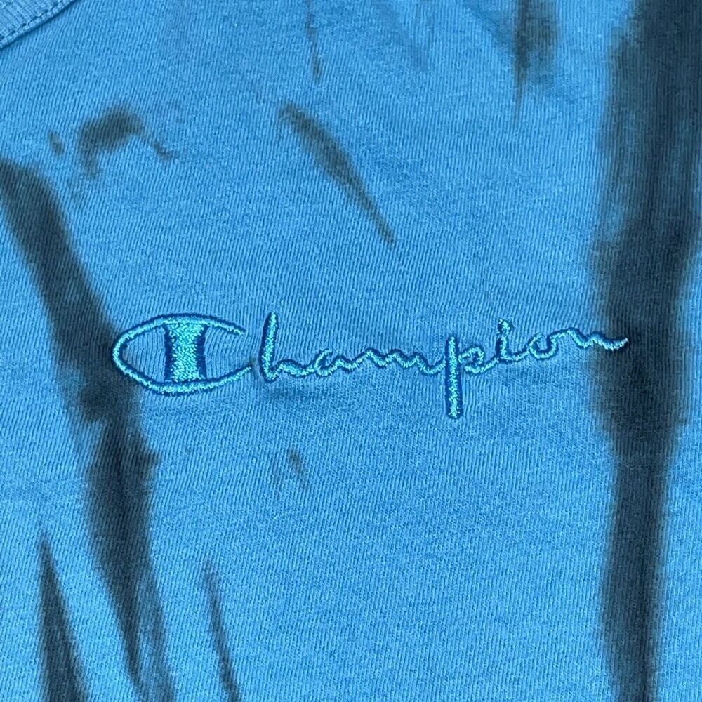CHAMPION T Shirt Mens XL Blue Tie Dye Short Sleeve‎ Script Spell Out 100% Cotton - Picture 3 of 9